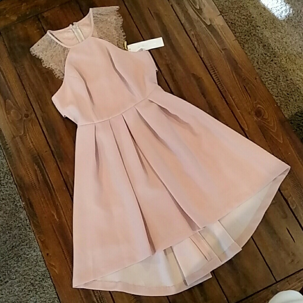 BCBG Lace Trim High Low Dress